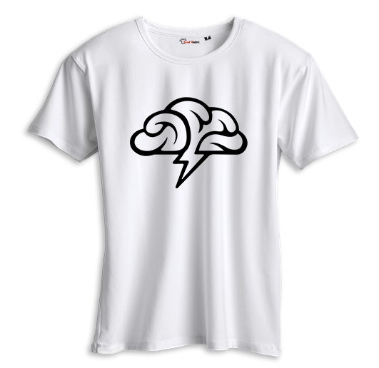 T-shirt nuage cerveau contour blanc