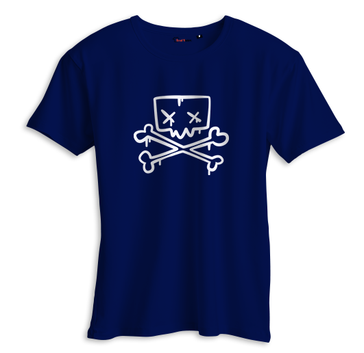 T-shirt tête de mort bleu